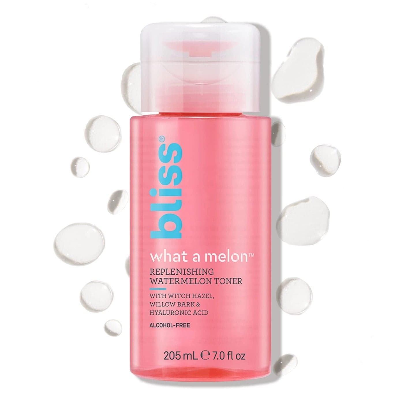 Bliss What a Melon Replenishing Watermelon Hyaluronic Acid Toner 7 Fl Oz Witch Hazel Willow Bark Hydrates Refreshes and Energizes Tired Skin Clean Vegan CrueltyFree