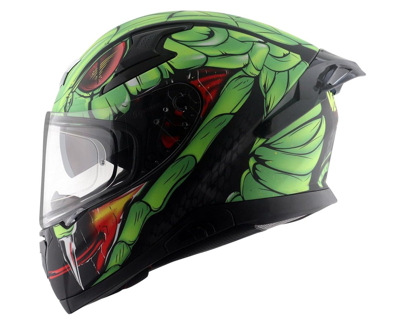 Axor Apex Venomous ISI ECE DOT Certified Full Face Dual Visor Helmet for Men and Women with Pinlock Fitted Outer Clear Visor and Inner Smoke Sun Visor Dull Black Neon Green(M)