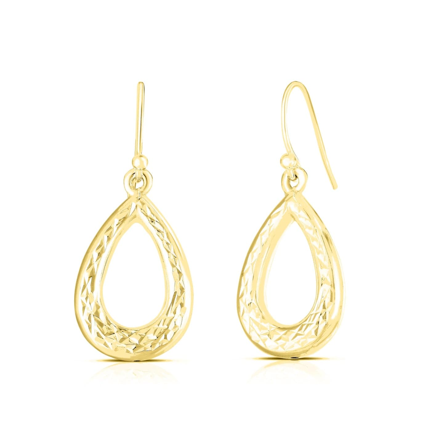 Savlano 925 Sterling Silver Diamond Cut Tear Drop Earrings 18K Gold Plated Earrings for Women Comes with a Gift Box Made in Italy Yellow