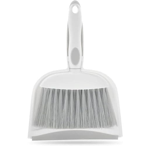 Dust pan, Mini Dustpan and Brush Set, Small Broom and Dustpan Set, Small Hand Broom and dust pan Set, Whisk Broom, Dust pan and Brush for Desk, Table, Home, Kitchen Necessities (Gray)