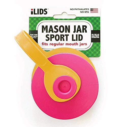 iLIDS Mason Jar Sport Lid, Regular Mouth, Hot Pink, Pack of 2