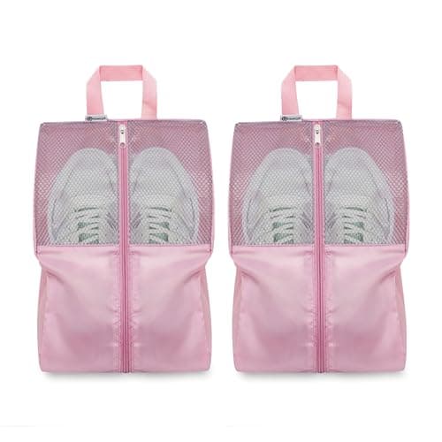 HANOZI Shoe Bags For Travel Used As For Storage or Shoe Travel Bag Featuring Waterproof Nylon Sneaker Bag Light Pink 2 Pack Medium