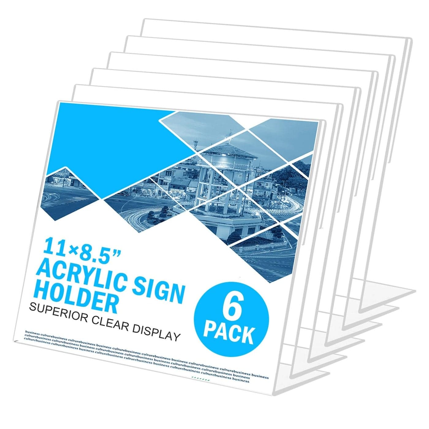 COYMOS Acrylic Sign Holder 85 x 11 Horizontal 6 Pack Slant Back Acrylic Stands for Display Plexiglass Clear Acrylic Display Stands for Ad Frame Picture Photo Frames Promotions Restaurants Office