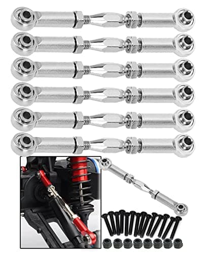 ARRCat Upgrade Parts Turnbuckles Camber Links for 110 Slash 2WD 4X4Rustler 2WD 4X4Hoss 2WD 4X4Stampede 2WD 4X4 RC Truck Aluminum Adjustable TurnbucklesReplace 3644 3745 1935Silver