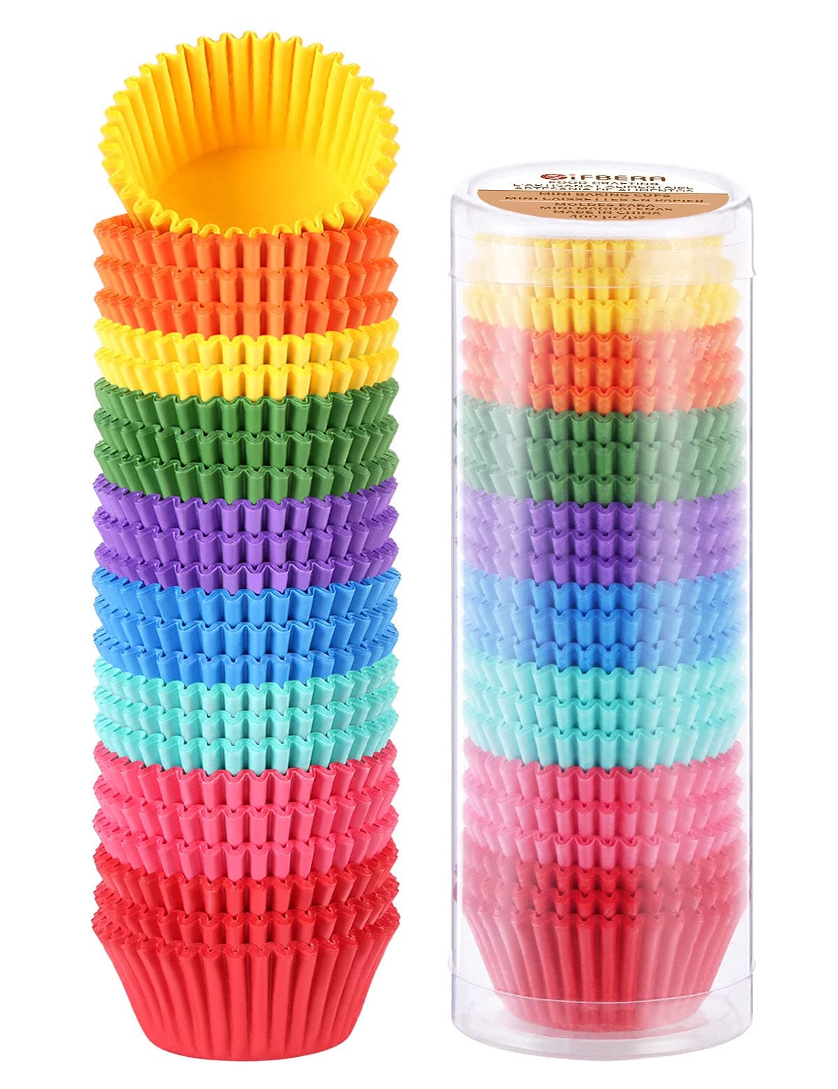 Gifbera Bright Rainbow Jumbo Cupcake Liners 400Count Large Solid Colorful Paper Baking Cups for Baking