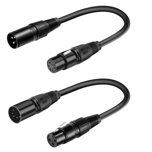 SiYear XLR Male 3 Pin to XLR Female 5 Pin & Female 3 Pin to Male 5 Pin Audio Cable, for Microphone DMX Stage Light Turnaround Etc(1Set / 2Pack