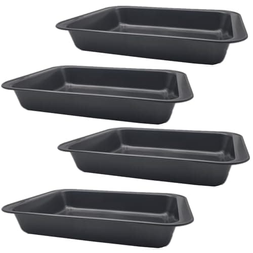 Zentriqlla 4 Pack Baking Pan, Rectangle Carbon Steel Cake Pan, 12.6 x 8.6 Inch Heavy Duty Nonstick Deep Oven Cookie Sheet Tray for Brownies, Lasagna, Sheet Cakes, Roasting Vegetables, BPA Free