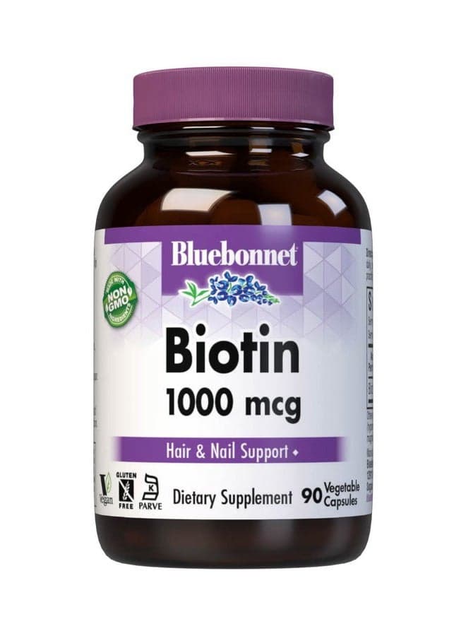 Bluebonnet Biotin 1000 Mcg, 90 Vegetable Capsules