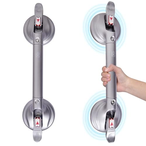 HEINSY 21inch Upgrade Suction Shower Grab Bar Portable Shower Handle Bar Suction Grip Bar Bathtub Handle with Strong Hold Suction Cup Fitting and Rapid Release for BathroomMax Capacity 300lb