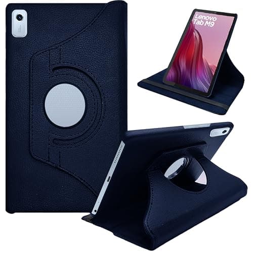 CEDO Lenovo Tab M9 (9 inch) Flip Cover | Leather Finish | 360 Degree Rotate Backcover | Shockproof Back Cover Case for Lenovo Tab M9 (9 inch) (Blue)