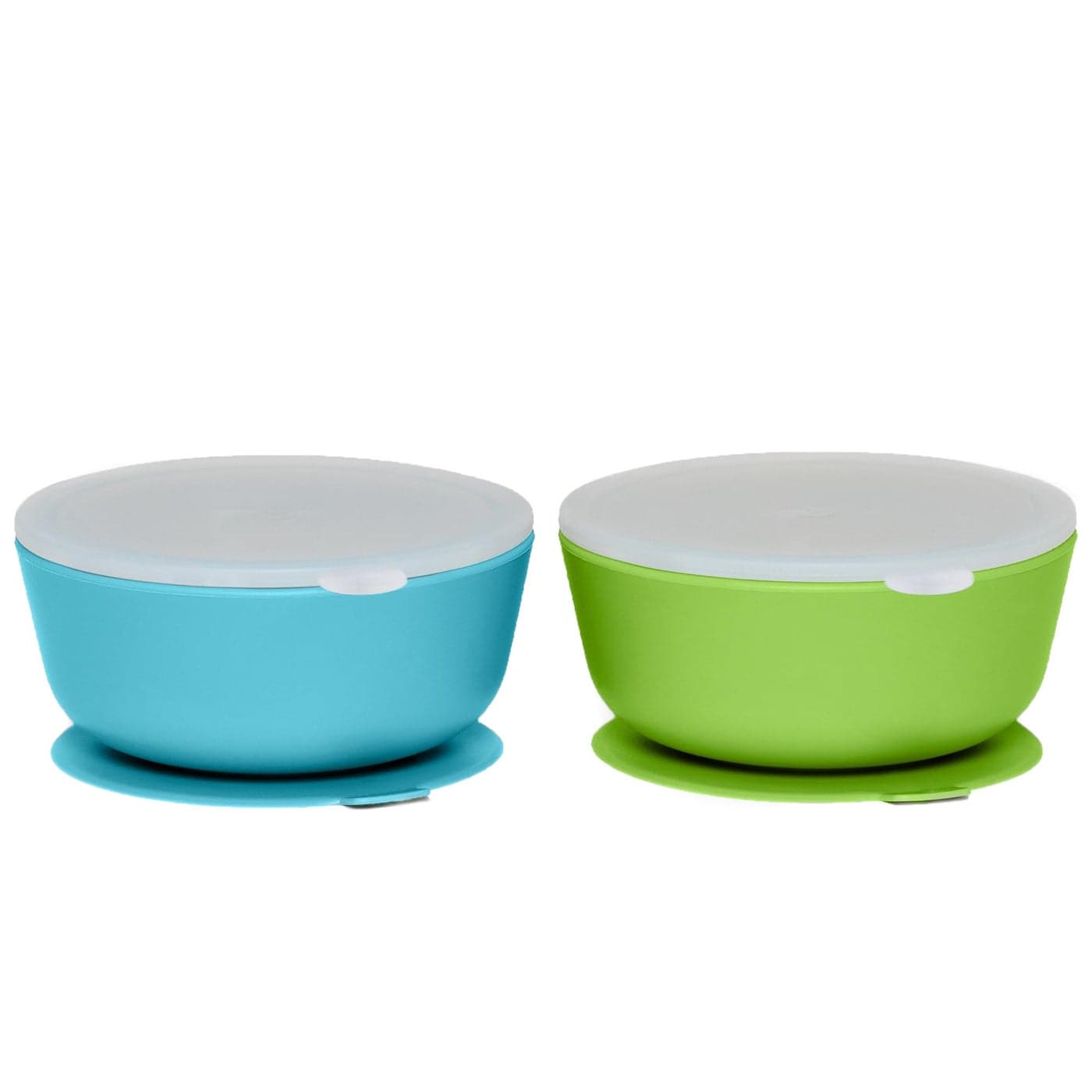 WeeSprout Suction Bowls for Baby Toddlers Set of 2 100 Silicone wPlastic Lid Leak Proof Feeding Supplies Dishwasher Microwave Safe Infant Dinnerware wExtra Strong Base