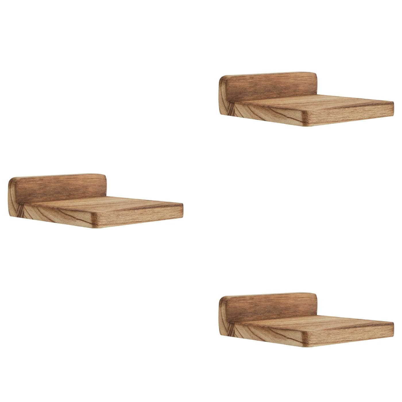 PHOENANCEE 127x10x4cm Wooden Square Floating Shelves Compact Style Mini Wall Shelf for Small Objects Hanging Wall Shelf Decoration for Bedroom Living Room Set of 3Carbonized Black