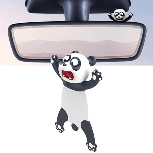 Cute Car Rearview Mirror Screen Pendant Ornament Compatible with Tesla Model 3 Y X S Cybertruck Truck Navigator Screen Decal Interior Decorations Sticker Trim Accessories Panda