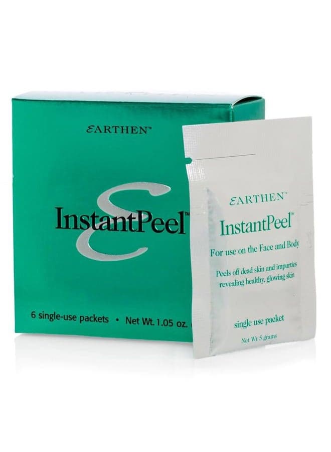 Earthen SkinCare InstantPeel Natural Dead Skin Remover Skin Exfoliant Hypoallergenic & Safe for Sensitive Skin - 6 Packets/Box (1-Pack)