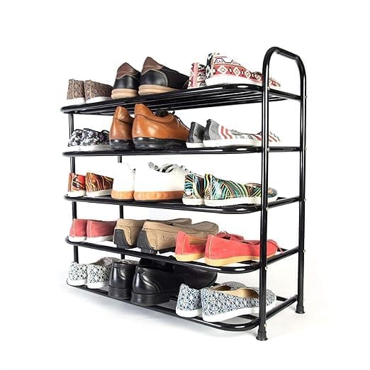 PullnDry MultiPurpose Shoe Rack Shoes Storage Rack for Home Shoe Stand Shelf Big Foldable Open Book Shelf Book Shelve Shoe Rack Shoes Stand Rack 5 Tier BlackMetal