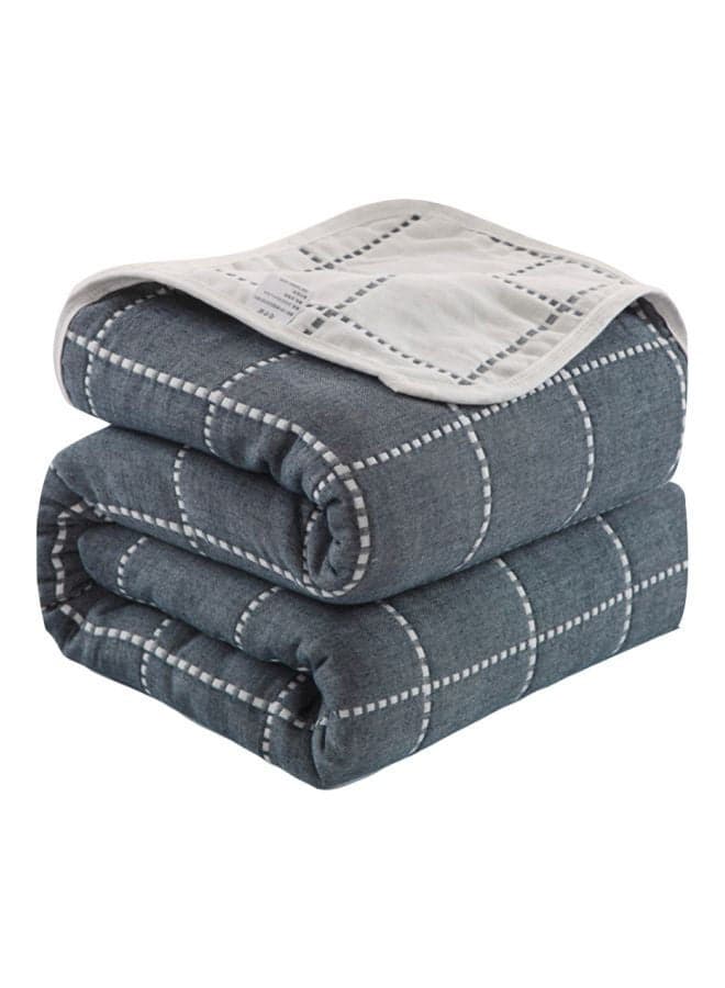 Cotton Throw Blanket Grey/White 120x150centimeter