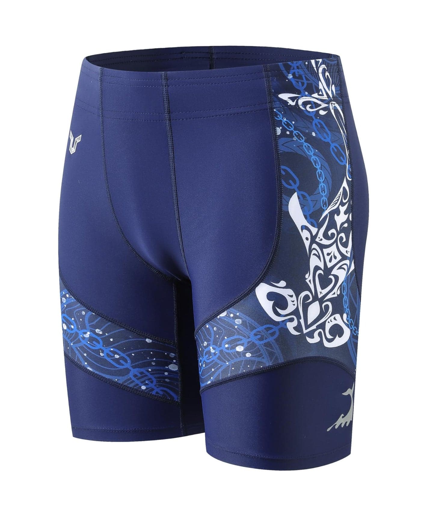 HUGE SPORTS Men's Rash Guard Swim Shorts Compression Swimming Jammer Cool Dry Active Swimsuit Workout Shorts Sports Tights(Hammerhead Shark,M)