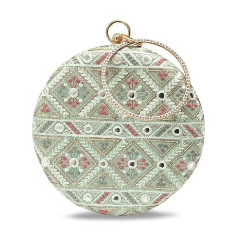 THE TAN CLAN Ariba Round Clutch Purses Luxury Handbags Bag for Women – Elegant Evening Handbag, Stylish Purse with Magnetic Closure