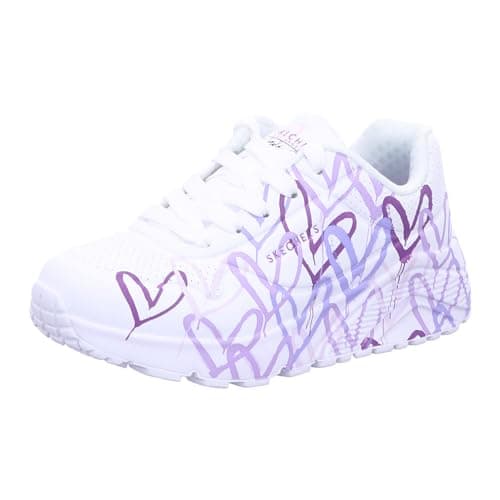 Skechers Girls Uno Lite-Spread The Love Sneaker, White/Light Purple, 4 Big Kid