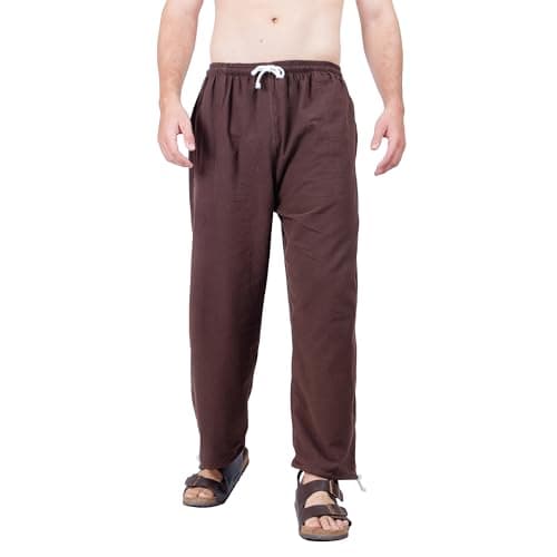CandyHusky Baggy Sweatpants Men Cotton, Drawstring Lounge Pants, Relaxed Fit, Ideal for Comfort Brown L
