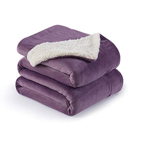 NANPIPER Flannel Blanket Reversible Sherpa Throw Blanket Super Soft Fuzzy Plush Microfiber (50"x60" Cassis Purple)