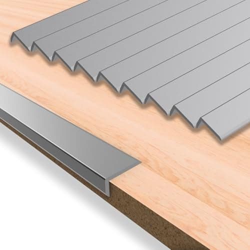10Pack 12 Inch Peel and Stick Aluminum Tile Trim Decorative Kitchen Backsplash Trim Edge Self Adhesive Tile Liner Tile Edge Trim Aluminum Corner Trim Matte Gray 10 Pack x 12 inch