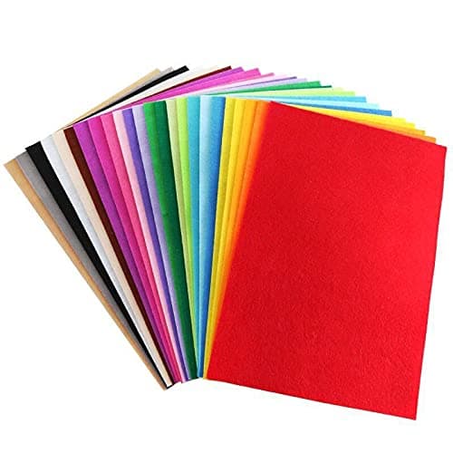 Pack of 20 A4 Felt Fabric Sheets for Arts and Crafts Assorted Colours