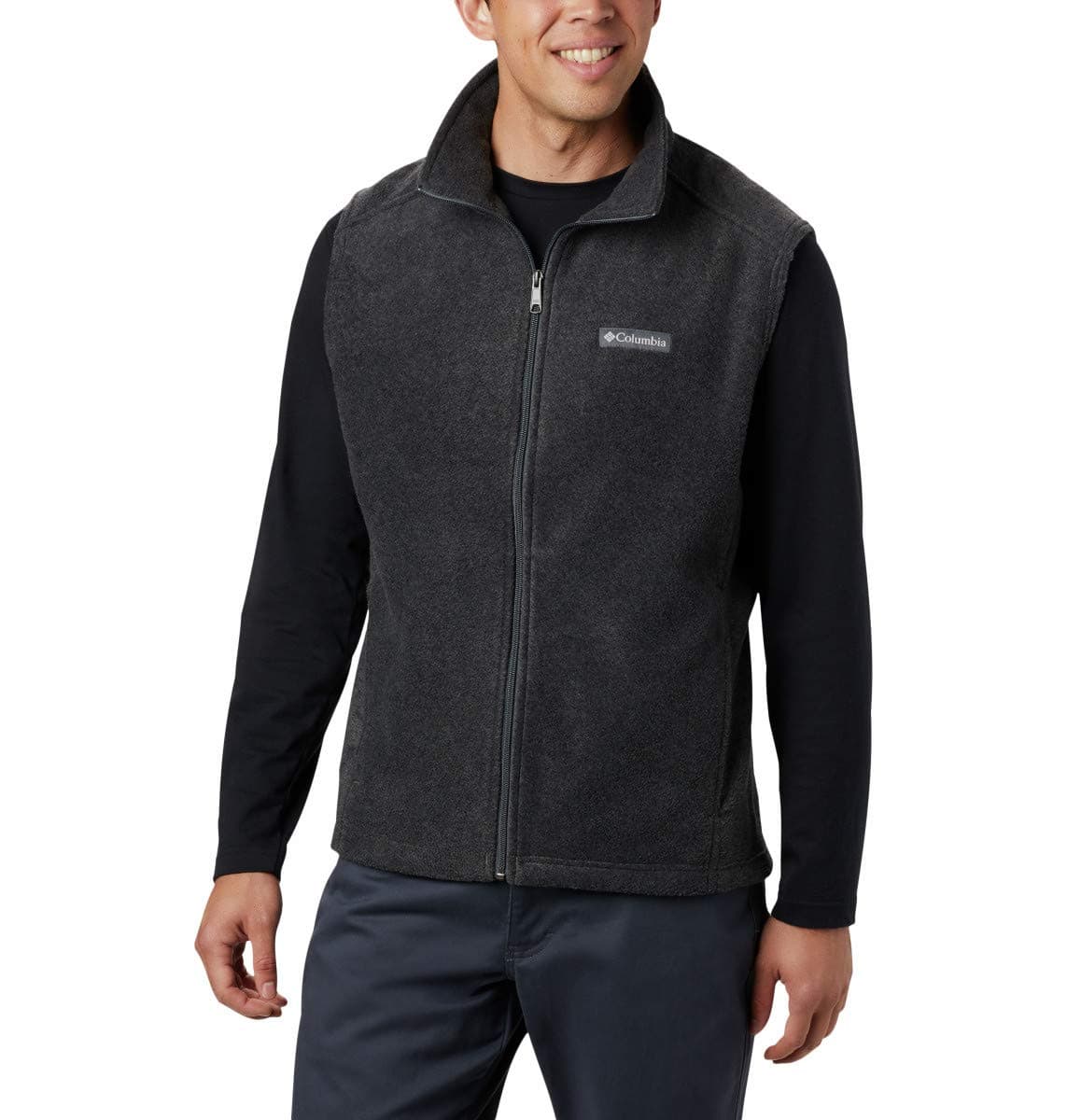 Columbia Men's Size Steens Mountain Vest, Charcoal Heather, Large Tall