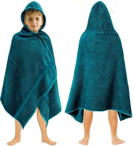 ORIGINAL KIDS Hooded Bath Towel Wrap - Ultra Soft 100% Cotton Terry Large Oversized Hooded Kids Towel - Toddler Big Kid Shower Pool Beach Towel - Absorbent Quick Dry Easy Care Gift - 30 x 54 - Teal