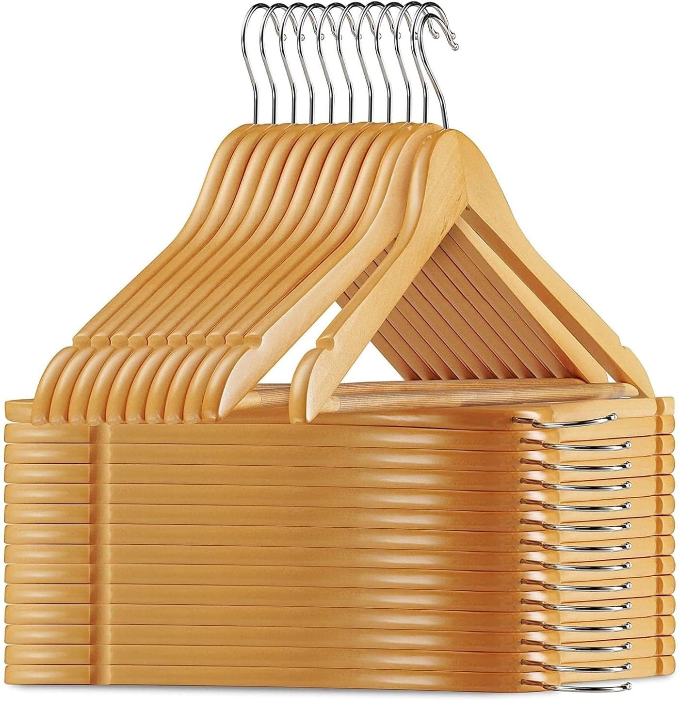 ANH MART Wooden Aesthetic Hangers for Clothes – Premium Wardrobe Hangers with Precision Notches for Space-Saving & Hanging Clothes, Ideal for Suits, Jackets, and Dresses (18 Pack)