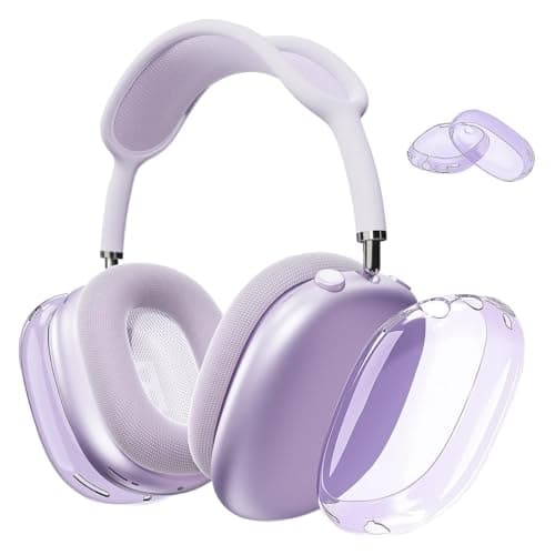 MOLOPPO Transparent Purple Case for AirPods Max 2/1 (2026/2024/2020)(USB-C/Lightning), Soft TPU Protective Cover, Anti-Scratch Colored Skin Accessories, Slim Fit Design