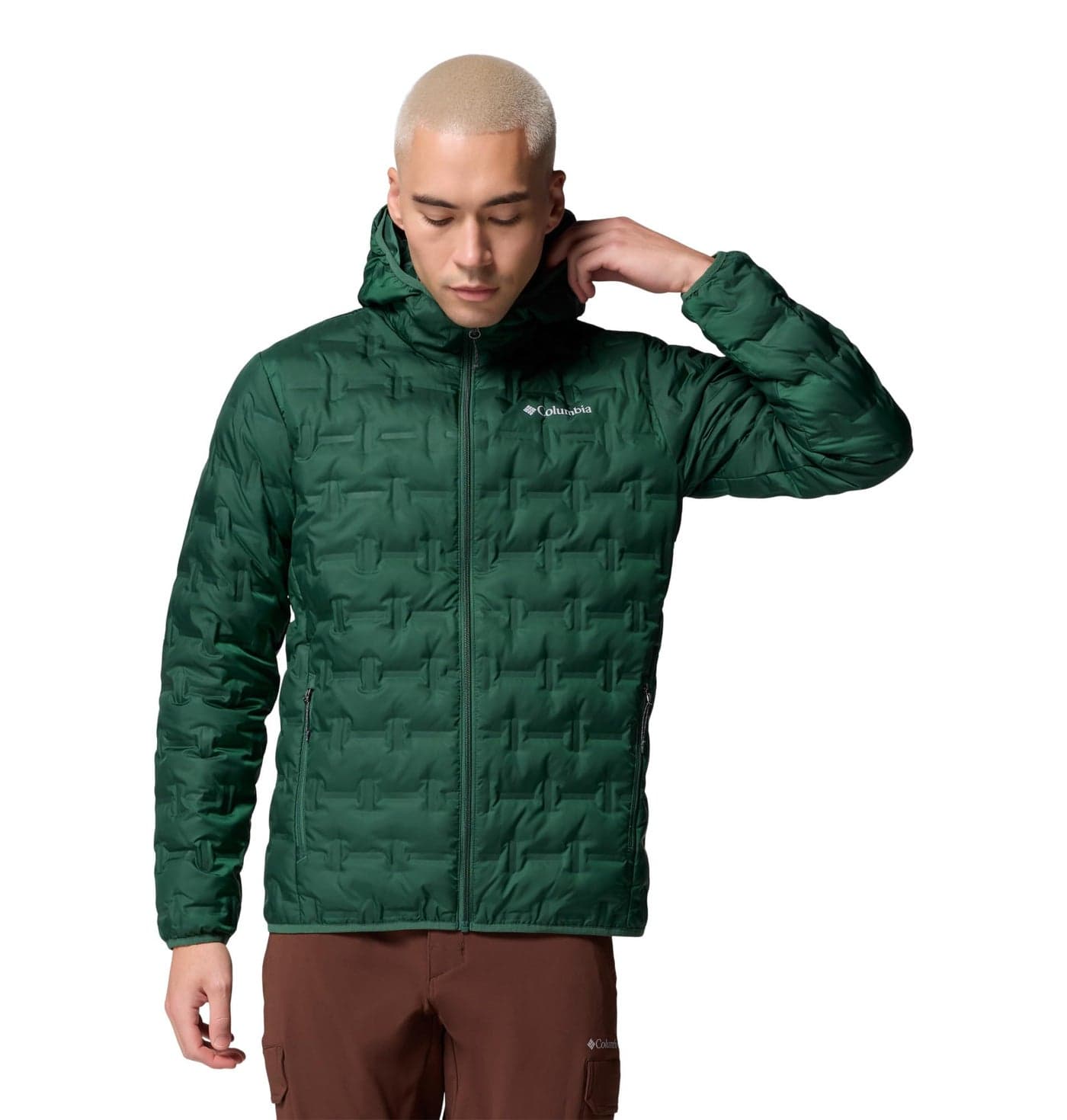Columbia Mens Delta Ridge II Down Hooded Jacket Rain Forest XLarge