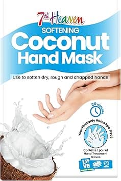 7th Heaven Softening Coconut Hand Mask Hand Moisturiser Gloves with Shea Butter Argan Oil Hand Mask Gloves to Soften Dry Rough Chapped Hands
