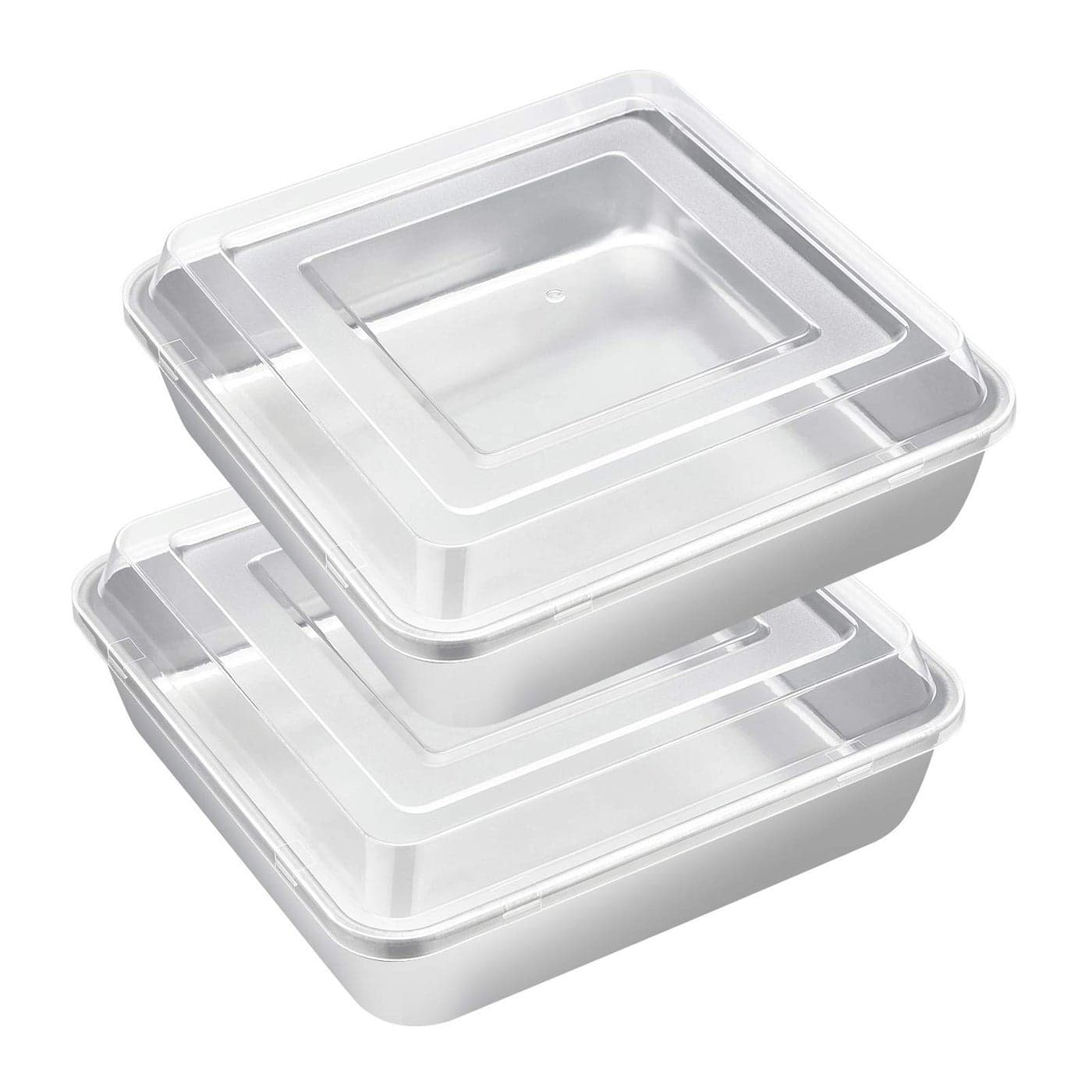 E-far 8 x 8-Inch Baking Pan with lid, Square Cake Brownie Baking Pans Stainless Steel Bakeware Set of 2, Non-toxic & Healthy, Easy Clean & Dishwasher Safe - 4 Pieces(2 Pans + 2 Lids)