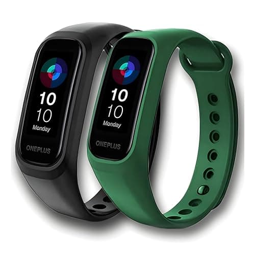 VEROX Adjustable Replacement Band Compatible with Oneplus Watch Smart Band Strap and Oppo Smart Band Strap Combo Pack of 2- Black & Green