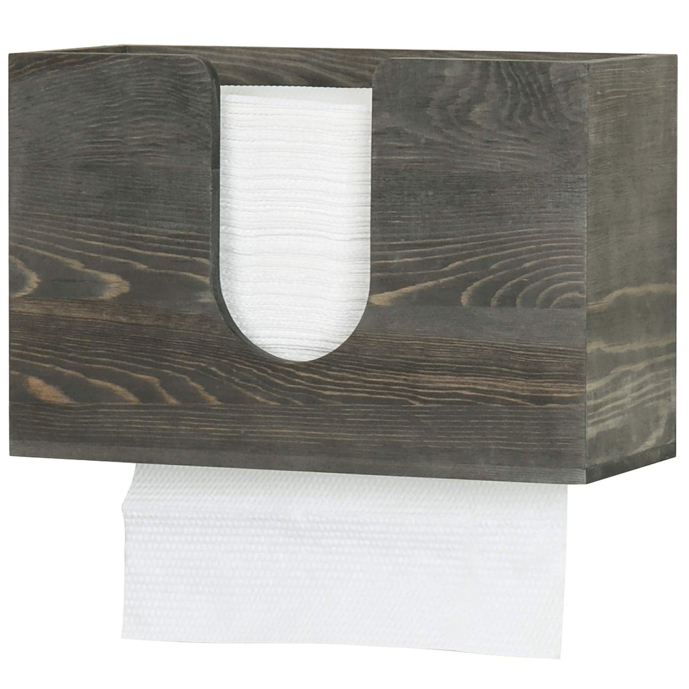 MyGift Wall Mounted Bathroom Paper Hand Towel Holder in Vintage Gray Wood Finish Fits Tri Fold Multifold C Fold Z Fold Disposable Hand Towel Dispenser Guest Restroom