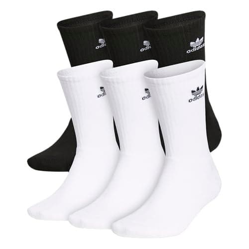 adidas Originals Trefoil (6-Pair) Crew Sock, White/Black, Medium