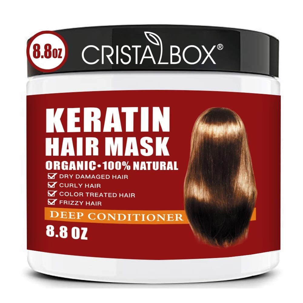 CRISTALBOX Keratin Hair MaskKeratin Hair Treatment 250g Hair Mask for Dry Damaged HairHair Treatment Mask Deep Repair Damage Hair RootNatural Deep Conditioner Hydrating Hair Masque