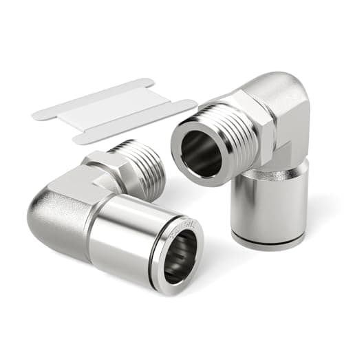 TAILONZ PNEUMATIC 304 Stainless Steel Male Elbow - 3/8 Inch Tube OD x 1/2 Inch NPT Thread 90 Push to Connect Tube Fitting PL-3/8-N4 (Pack of 2)