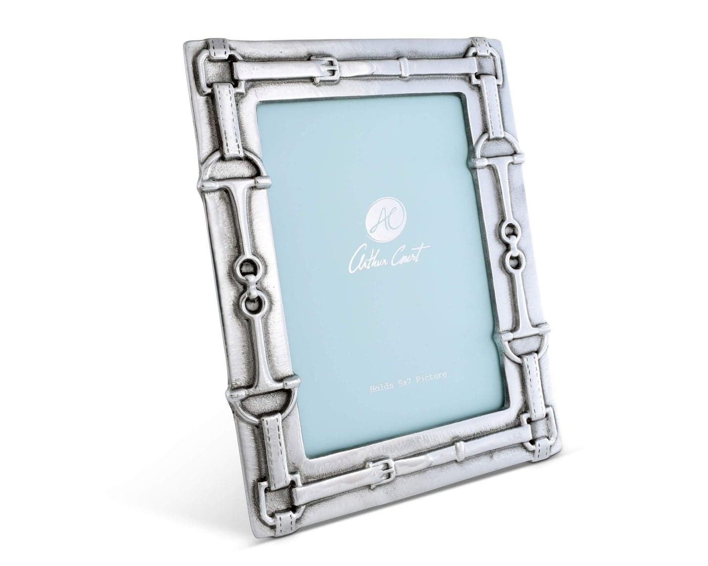 Arthur Court Aluminum Equestrian Bit Pattern Photo Frame, 5x7 inches - Elegant Metal Picture Frame with Western Design, Perfect for Cowgirl, Cowboy, Polo Rider, or Ranch Country Home Decoration