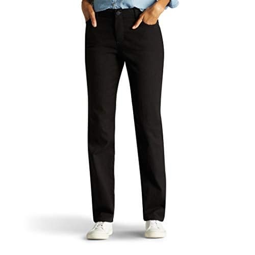 Lee Women's Instantly Slims Classic Relaxed Fit Monroe Straight Leg Jean, Black, 18 Long