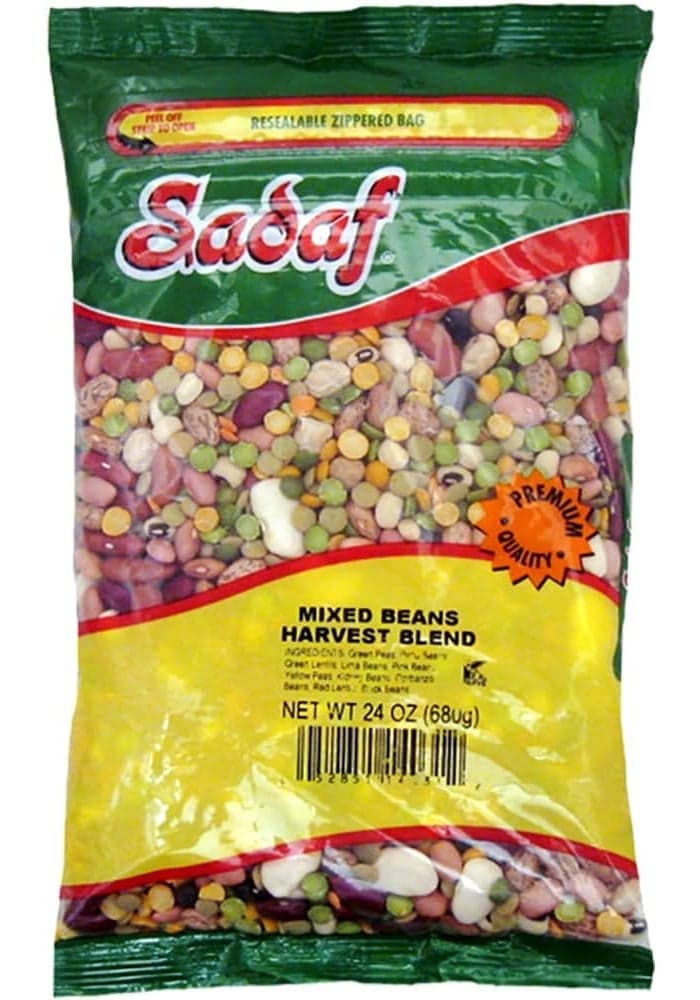 Sadaf Mixed Beans Harvest Blend - 24 oz Resealable Bag of Dried Beans for Soups and Stews