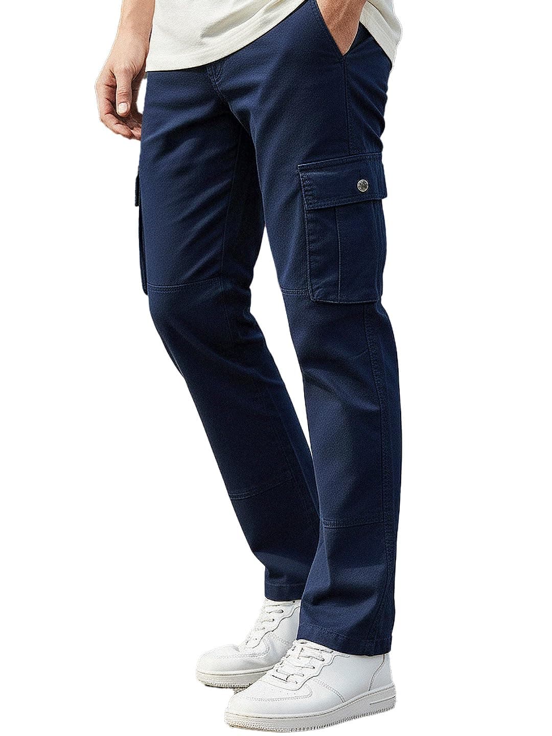 Urbano Fashion Men's Navy Blue Regular Fit Solid Cargo Chino Pant with 6 Pockets (chicargo-05-navy-32)