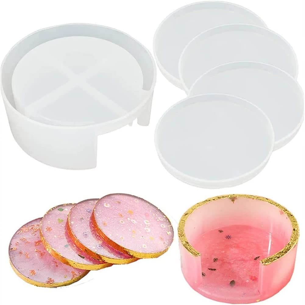 FDSHIP DIY Coaster Mold Creative Epoxy Mold Multipurpose Resin Craft Mold Silicone Casting Mold (Cups Mats)
