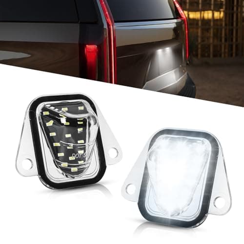 LESAUCE LED License Plate Lights For 20072014 Chevy Suburban Tahoe GMC Yukon Cadillac Escalade ESV 6000K White Tag Lamp Assembly Replacement Pack of 2
