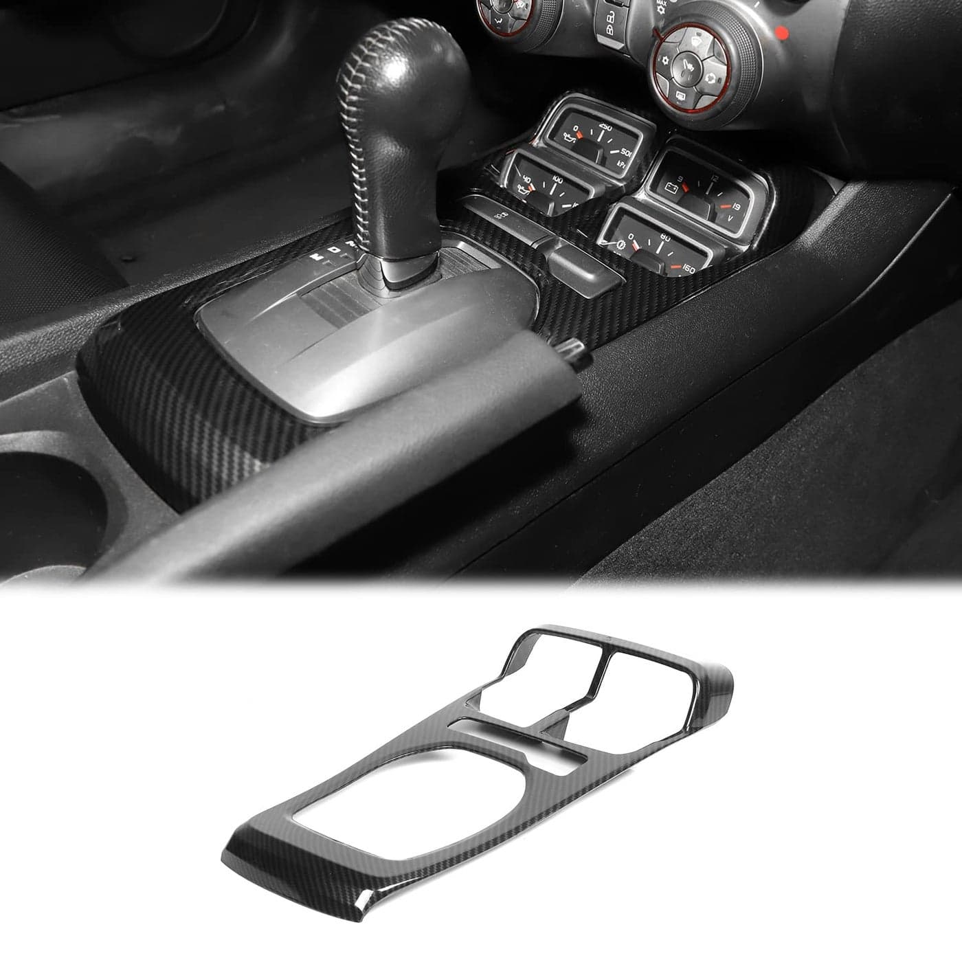 JWWY Center Consoles Gear Shift Dashboard Trim Panel Compatible with 20102015 Chevy Camaro Interior Accessories Carbon Fiber
