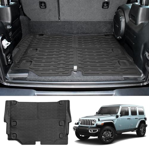 JTYZSM Rear Cargo Mat for 2021-2025 Jeep Wrangler JL 4XE Cargo Liners All Weather TPE Protection Anti-Slip Trunk Mat for 2021 2022 2023 2024 2025 Wrangler JL 4XE 4 Door Accessories