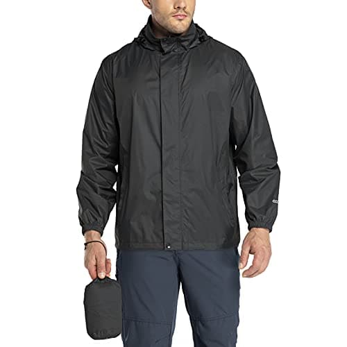 33,000ft Packable Rain Jacket Men's Lightweight Waterproof Rain Shell Jacket Raincoat with Hood for Golf Cycling Windbreaker
