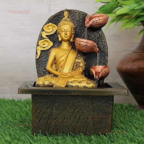 TIED RIBBONS Decorative Table Water Fountain for Indoor Outdoor Garden Home Dcor Living Room Bedroom Hall Showpiece Decoration Gift Items (20.3 cm x 15.2 cm) Multicolour Resin