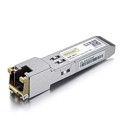 10GTEK 1.25G SFP-T, 1000BASE-T Copper SFP, SFP to RJ45 SFP, Compatible with HPE JD089B/JD495A/JD089A/JC009A, Ubiquiti UniFi UF-RJ45-1G, D-Link, Supermicro, Netgear, TP-Link, Broadcom and More
